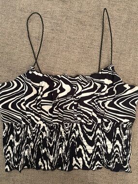 PacSun Black and White Zebra-Print Smocked Cami